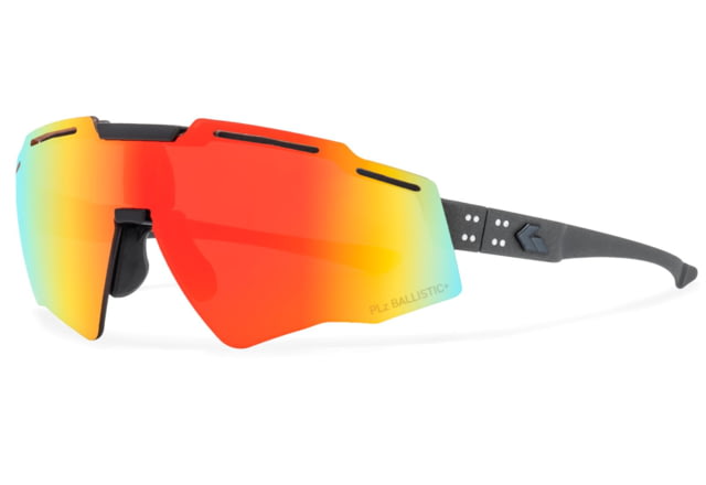 Gatorz Blastshield B2 Sunglasses Graphite Matte Black Logo MilSpec Ballistic PolarizedSmoke Sunburst Mirror w Anti-Fog ANSI Z87.1 Graphite One Size - Gatorz