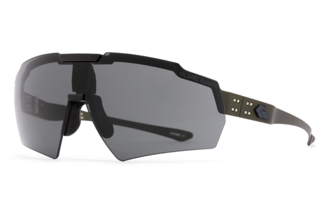Gatorz Blastshield Sunglasses Black Logo OD Green Frame Ballistic Smoke Lens - Gatorz