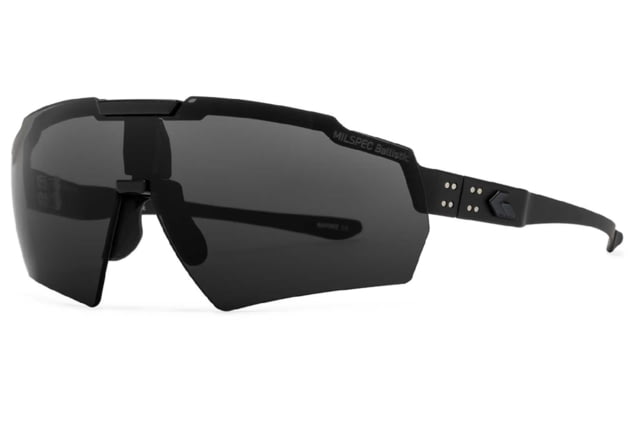 Gatorz Milspec Ballistic Z87.1 Sunglasses Black Cerakote Frame Smoke - Clear Array Lens Blackout Logo One Size - Gatorz