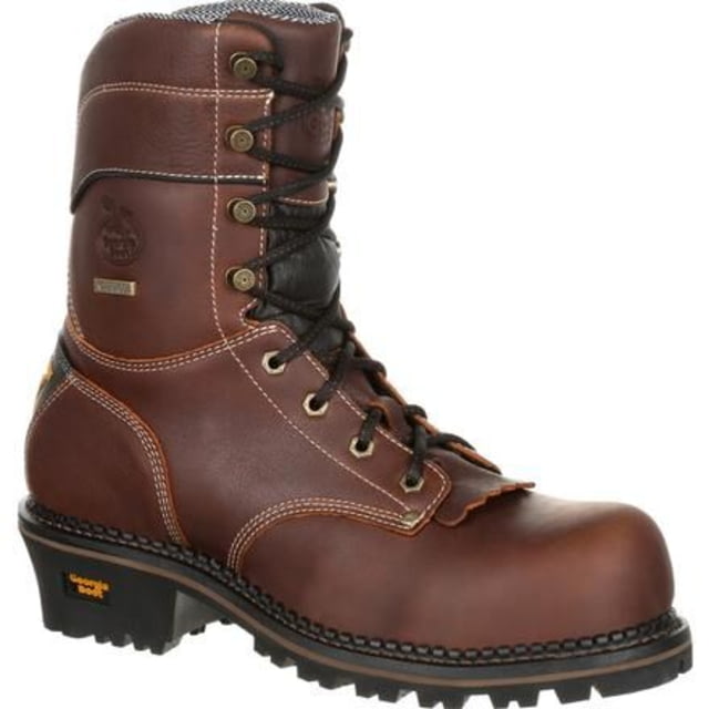 Georgia Boot AMP LT Logger Waterproof 9 inch Work Boot w/Composite Toe - Men's Brown 10 Wide - Georgia Boot