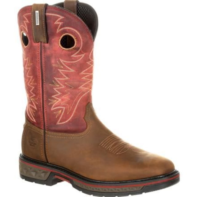 Georgia Boot Carbo-Tec Waterproof 11 inch Pull-On Boot - Men's Brown/Red 12 Wide - Georgia Boot