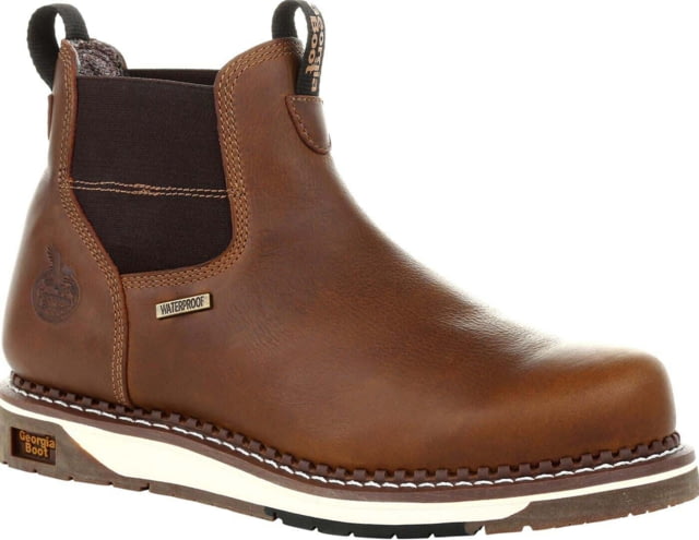 Georgia Boot Wedge Waterproof Chelsea Work Boot - Men's Wide Brown 8.5 - Georgia Boot