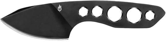 Gerber Dibs 2.5in Fixed Knife 440A Matte Black PVD Blade Leather Sheath Brown - Gerber