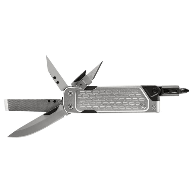 Gerber Lockdown Driver Multi-tool 2.5in Brush Silver Drop Point Blade Silver Aluminum Handle - Gerber