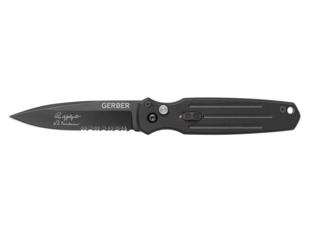 Gerber Mini Covert Automatic Folding Knife 2.8in CPM S30V Serrated Black Handle - Gerber