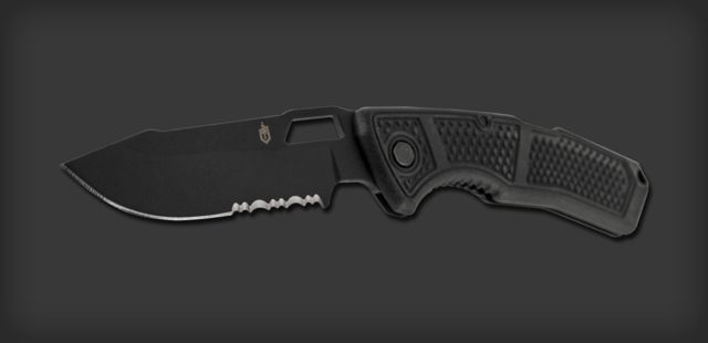 Gerber Order Folding Knife Drop Point Serrated Black - Gerber
