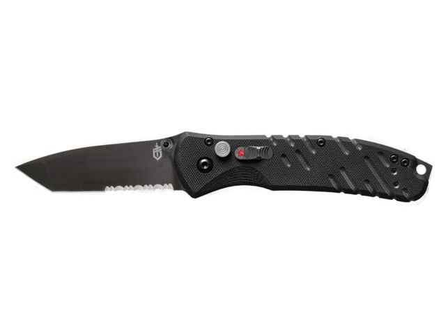Gerber Propel AO Automatic Folding Knife 3.5in 420HC Serrated Blade Black Handle - Gerber