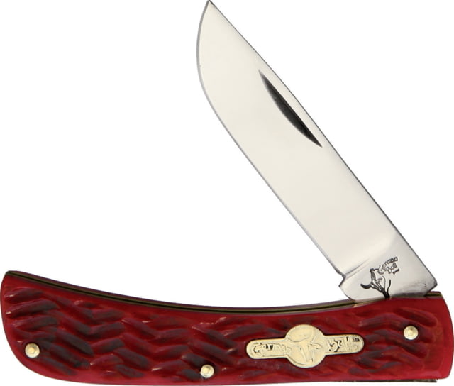 German Bull Dirt Buster Red Folding Knife 2.75" stainless blade Red pick bone handle - German Bull