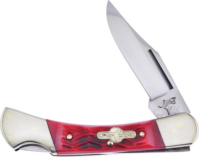 German Bull Lockback German Bull Folding Knife 2.5" mirror finish stainless clip point blade Red pick bone handle