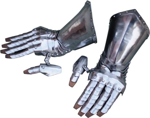 Get Dressed For Battle Articulated Steel Gauntlets 16 Gauge Steel Reinforced Cuff And Attached Leather Gloves - Get Dressed For Battle