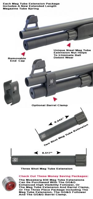 USED GG&G 2-Shot Magazine Tube Extension for Mossberg 930 12ga Black  EDEMO1 Used Condition Like New - Gg&G