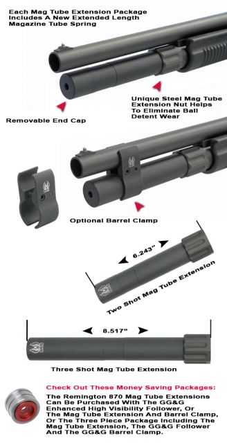 EDEMO GG&G 3-Shot Magazine Tube Extension for Remington 870 12ga Black  EDEMO1 Used Condition Like New - Gg&G