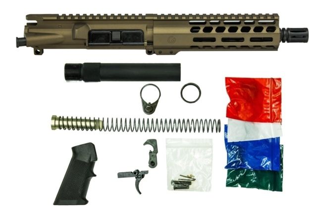 Ghost Firearms Complete Upper Receiver Pistol Lower Parts Kit 9mm 7.5in Pistol Length 4150 Chrome Moly Steel Barrel 1-10 Twist 7in M-LOK Rail A2 Flash - Ghost Firearms