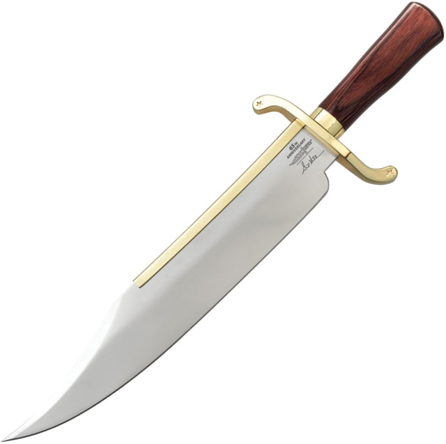 Gil Hibben 65th Anniversary West Bowie Knife 20.5in Overall 14in Mirror Bowie Blade Brown Pakkawood Handle Leather Sheath - Gil Hibben