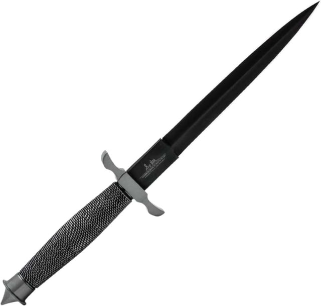 Gil Hibben Hibben Black Shadow Knife 7.5in Black Coated Stainless Blade Black Wire Wrapped Handle Leather Sheath - Gil Hibben