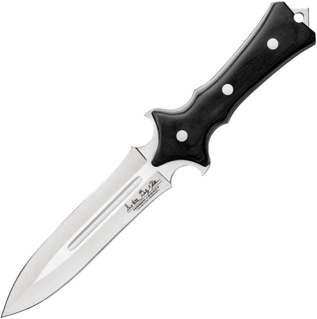 Gil Hibben Legacy Boot Knife Fixed Blade Knife 12in Overall 6.13in Mirror Double Edge 7Cr17Mov SS Spear Point Blade Black Polished Pakkawood Handle - Gil Hibben