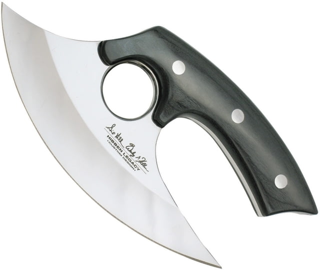 Gil Hibben Legacy Ulu Fixed Blade Knife 8in Overall 6.5in 5Cr15Mov SS Blade Black Pakkawood Handle Black Leather Sheath. - Gil Hibben