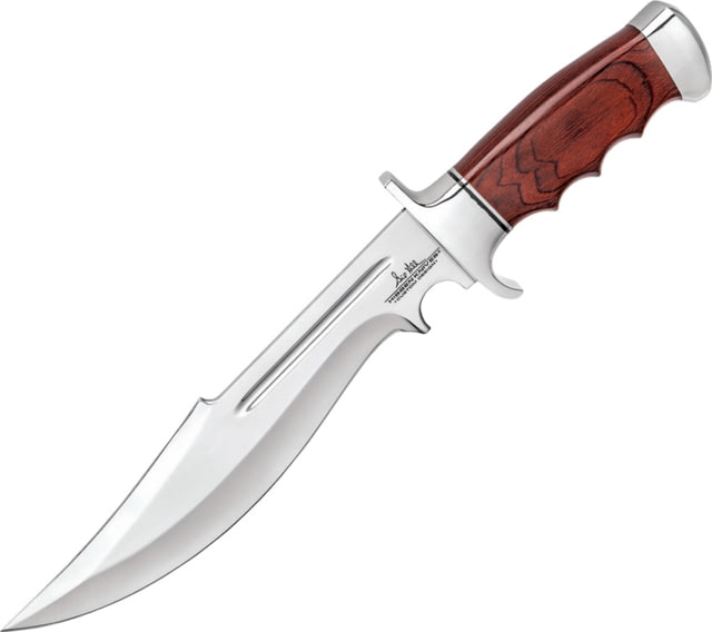 Gil Hibben Legionnaire Bowie II Knife 9.5" 7Cr17MoV stainless clip point blade Brown finger grooved pakkawood handle - Gil Hibben