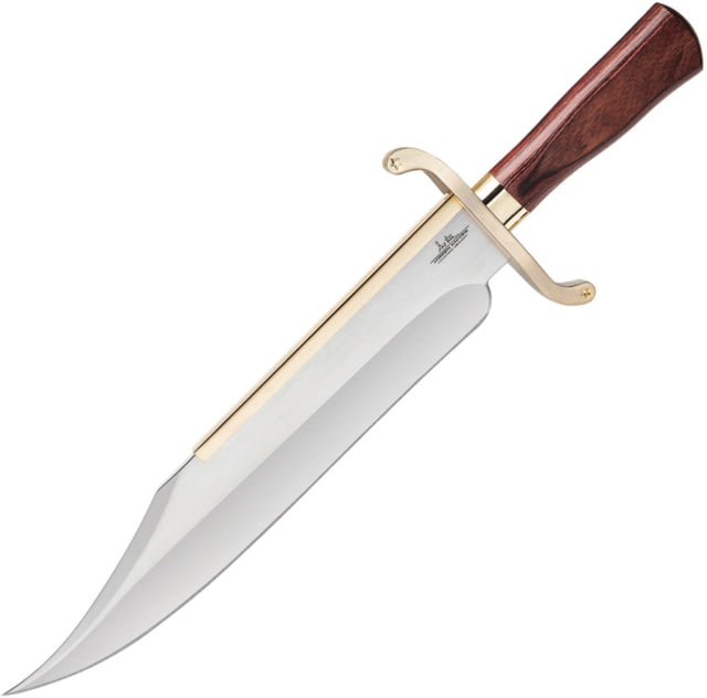 Gil Hibben Old West Bowie Knife 14" mirror finish stainless clip point blade Brown wood handle - Gil Hibben