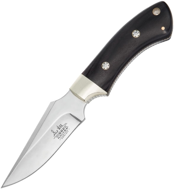 Gil Hibben Sidewinder Fixed Blade Knife 7.75in Overall 3.5in Mirror 7Cr17Mov SS Blade Brown Pakkawood Handle Brass Guard Black Leather Sheath - Gil Hibben