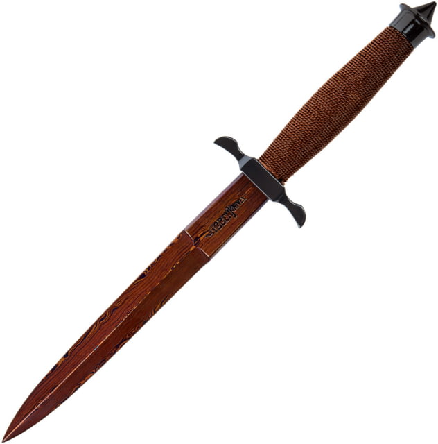 Gil Hibben Silver Shadow Dagger Hellfyre Knife 12.25in Overall 7.25in Hellfyre Damascus Blade Orange Wire Wrapped Handle Leather Sheath - Gil Hibben