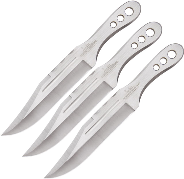 Gil Hibben Triple Set Throwing Knives 9.75in Overall 5.88in Satin 3Cr13 Clip Point Blade Stainless Steel Handle Nylon Sheath - Gil Hibben