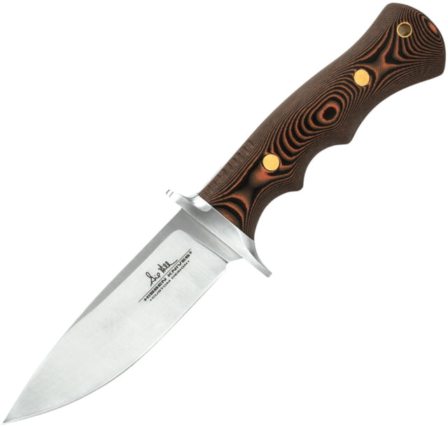 Gil Hibben Tundra Bushcraft Knife 9.63in Overall 4.63in Satin 420HC Stainless Blade Black/Brown Micarta Handle Leather Sheath - Gil Hibben