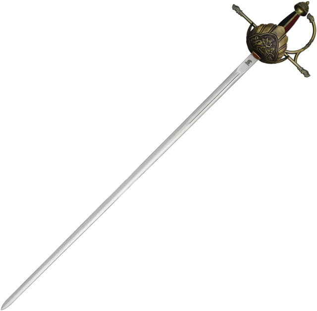 Gladius Brass Musketeer Sword 45in Overall 35.5in Stainless Blade Black/Red Leather Wrapped Handle - Gladius