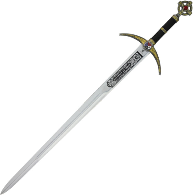 Gladius Robin Hood Sword Gold Hilt 34.5" satin finish carbon steel blade Black synthetic handle - Gladius