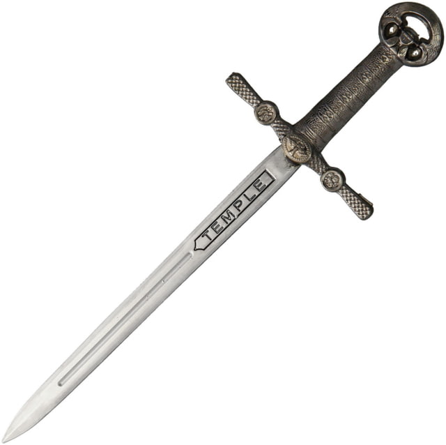 Gladius Temple Letter Opener 4.5" unsharpened metal alloy blade Silver finger grooved metal alloy handle - Gladius