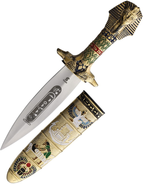 Gladius Tutankamon Dagger 12in Overall 6.5in Satin Unsharpened Stainless Dagger Blade Gold Metal Alloy Handle - Gladius