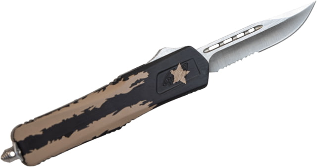 GLFA Smooth Spring Assisted OTF Knife Smooth Blade FDE and Black 8" GL-KMD-SMT F-DST - Glfa