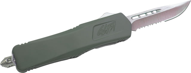 GLFA Spring Assisted OTF Knife Serrated Blade Charcoal Green 8" GL-KMD-SRT CHG - Glfa