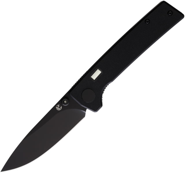 Glow Rhino Fermi Folding Knife 4in Closed 3in Black PVD Coated D2 Tool Steel Blade Black G10 Handle w/ Black/Green Tritium Handle Inlay