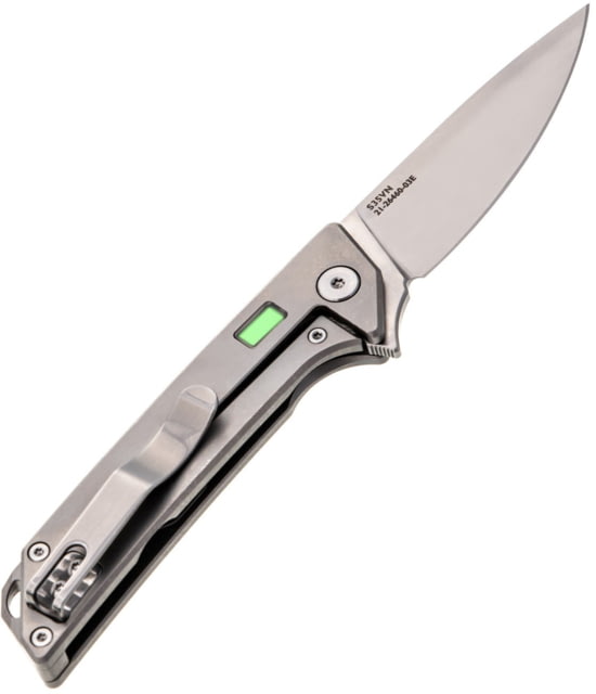 Glow Rhino Reactor EDC 2.9in Knife Titanium Scales with S35VN Blade and Green Tritium Drop Point
