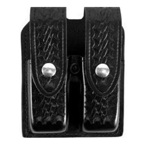 Gould & Goodrich Double Magazine Case w/Snap Closure Basket Brass Snap - Glock 20/21 Black Weave - Gould & Goodrich