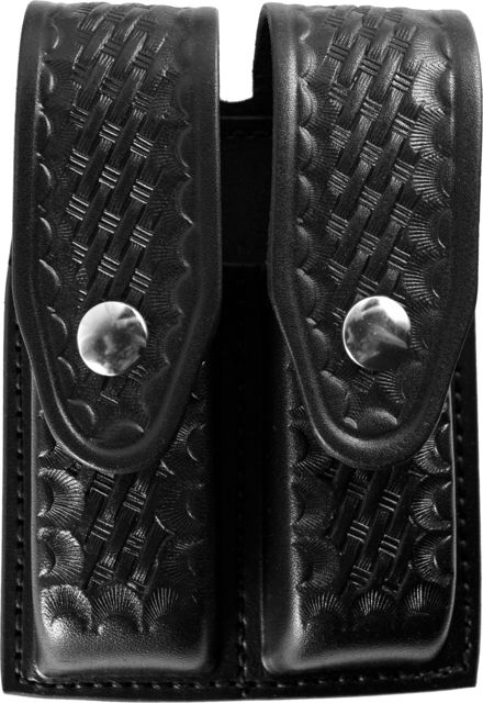 Gould & Goodrich Double Magazine Case w/Snap Closure Basket Standard Snap - Glock 17/19 Black Weave - Gould & Goodrich