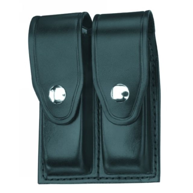 Gould & Goodrich Double Magazine Case w/Snap Closure Brass Snap - Glock 17/19 Black - Gould & Goodrich