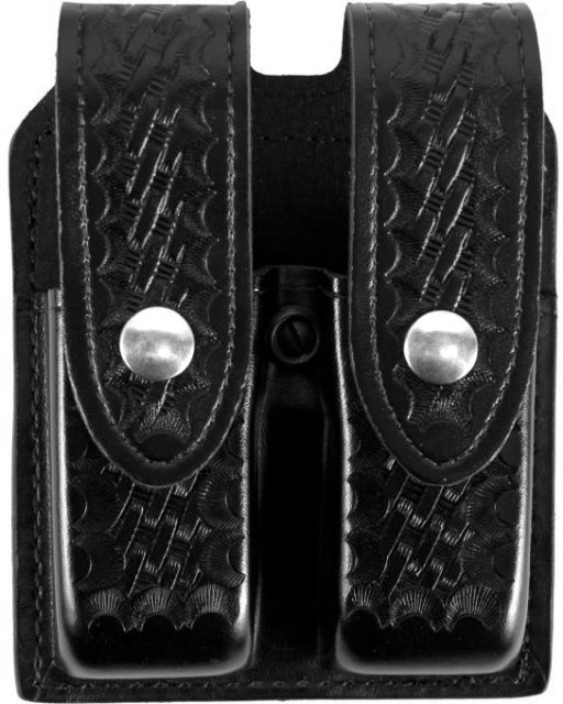 Gould & Goodrich Double Magazine Case w/Snap Closure Basket Standard Snap - Beretta 92/96 Black Weave - Gould & Goodrich