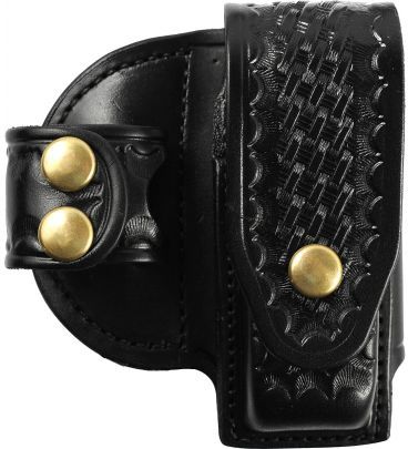 Gould & Goodrich Magazine Case/Cuff Holder Right Hand Brass HW - Glock 20 21 29 30 & Similar Black Weave - Gould & Goodrich