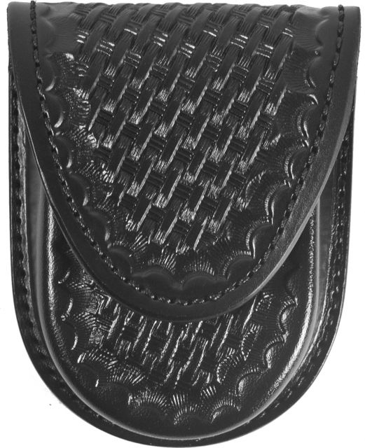 Gould & Goodrich Round Bottom Single Handcuff Case Hidden Snap Black Weave - Gould & Goodrich