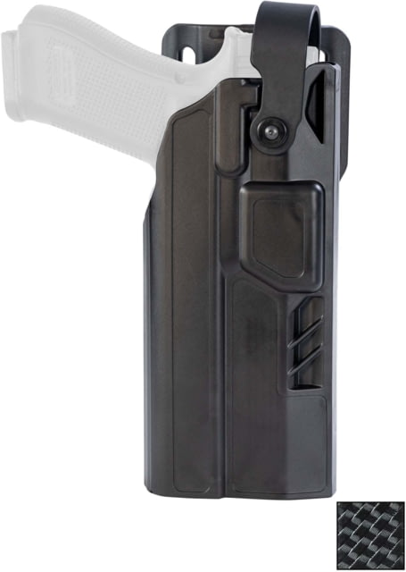Gould & Goodrich TELR  Light Bearing OWB OWB Belt Holster Glock 19/45 All Gens/23 Gens 3/4 Security Hood Belt Loop Optic Right Black Weave - Gould & Goodrich