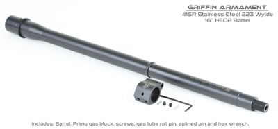 Griffin Armament 16.1 inch 223w HEDP Barrel w/Gas Block - Griffin Armament
