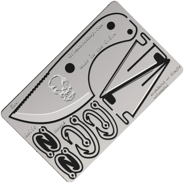Grim Workshop Bushcraft Card Surgical Grade Stainless Construction 3.38in x 2.13in x 0.25in - Grim Workshop