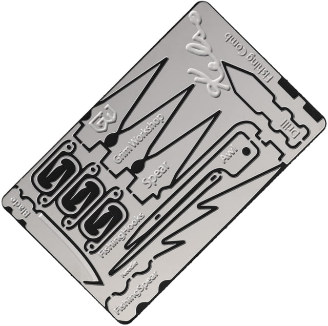 Grim Workshop Bushcraft Kelso Survival Card Surgical Grade Stainless Construction 3.38in x 2.13in x 0.25in - Grim Workshop
