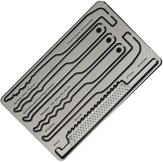 Grim Workshop Lock Picking and Escape Card Surgical Grade Stainless Construction 3.38in x 2.13in x 0.25in - Grim Workshop