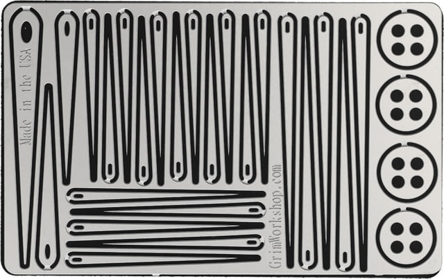 Grim Workshop Sewing Kit Card Stainless Construction 3.5in x 2in - Grim Workshop