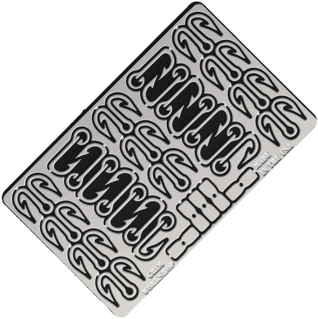 Grim Workshop Specialty Hook Survival Card Surgical Grade Stainless Construction 3.38in x 2.13in x 0.25in - Grim Workshop