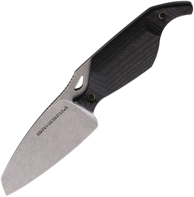 Grissom Knife & Tool Riverstone Fixed Blade Micarta Knife 7.25in Overall 3.25in Stonewash S35VN Blade Black Canvas Micarta Handle Kydex Sheath - Grissom Knife & Tool