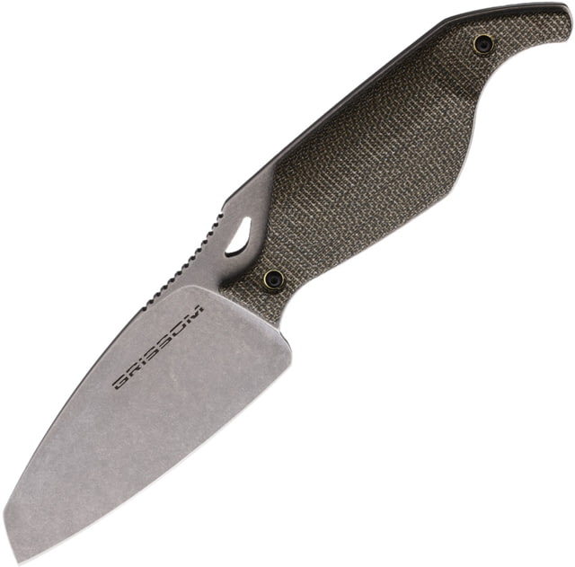 Grissom Knife & Tool Riverstone Fixed Blade OD Knife 7.25in Overall 3.25in Stonewash S35VN Blade OD Green Canvas Micarta Handle Kydex Sheath - Grissom Knife & Tool